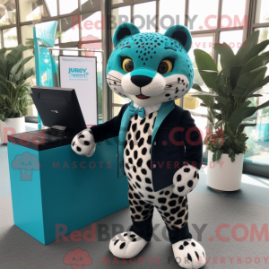 Blågrøn Leopard maskot...
