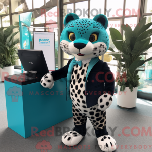 Teal Leopard Maskottchen...