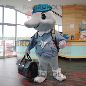 Grå delfin maskot kostume...