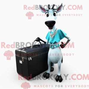 Cyan Okapi maskot kostume...