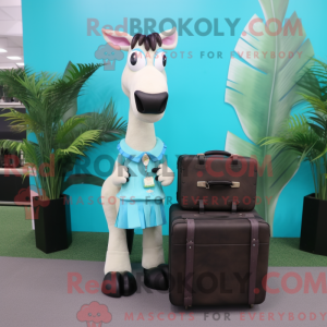 Cyan Okapi maskotdraktfigur...