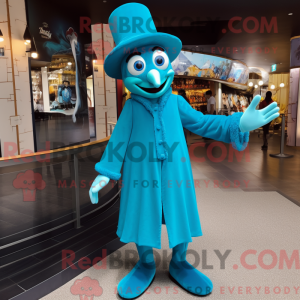 Cyan Stilt Walker maskot...