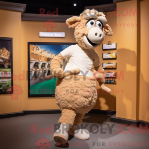 Tan Merino Sheep mascot...