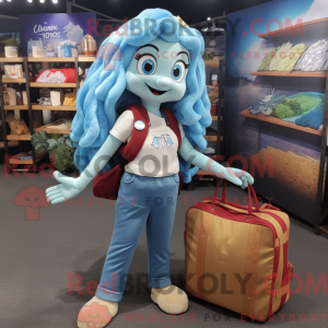 Sky Blue Mermaid mascot...