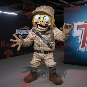 Tan Zombie maskot kostume...