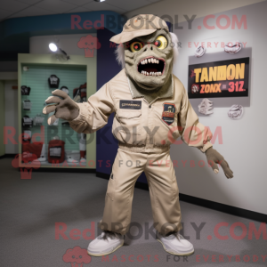 Tan Zombie maskot kostume...