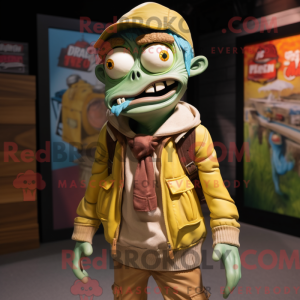 Tan Zombie maskot kostume...