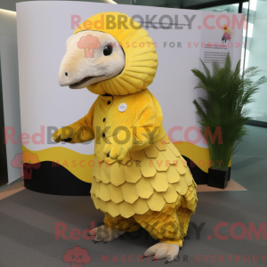 Gul Pangolin maskot kostume...