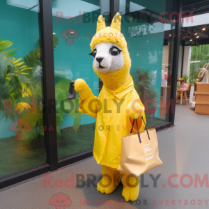 Yellow Llama mascot costume...