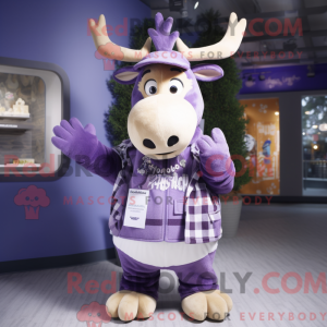 Lavendel Moose maskot drakt...