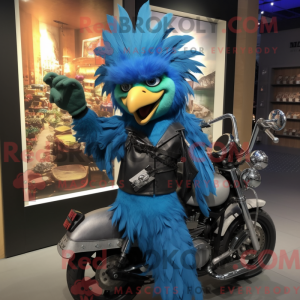 Blå Harpy maskot kostume...
