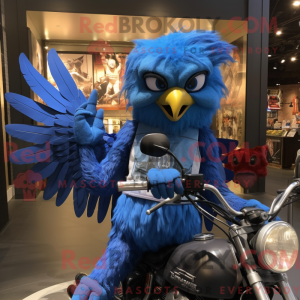 Blå Harpy maskot kostume...