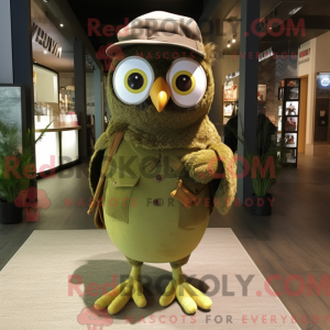 Oliven ugle maskot kostume...