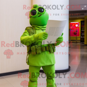 Lime Green Soldier maskot...