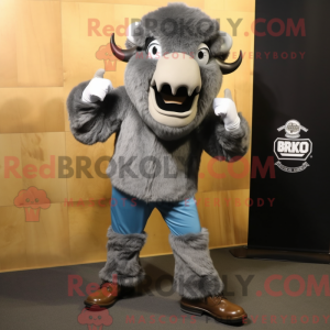 Grå bison maskot kostume...