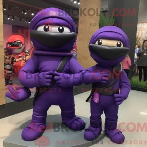 Purple Ninja mascot costume...