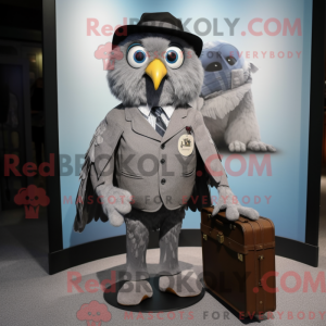 Grå ugle maskot kostyme...