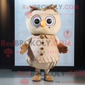 Beige Owl mascot costume...