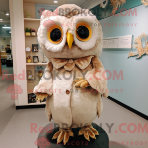 Beige Owl mascot costume...