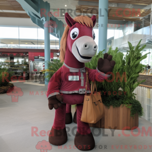 Maroon Horse maskot kostume...