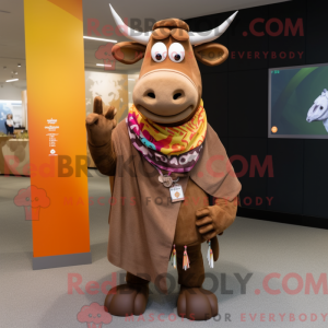 Brown Zebu mascot costume...