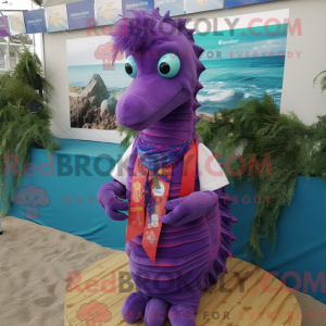 Purple Sea Horse mascot...