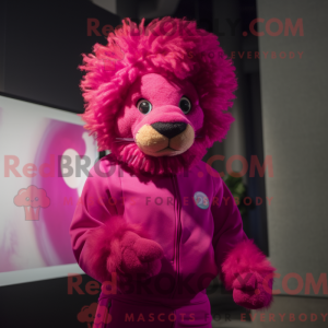 Magenta Tamer Lion mascot...