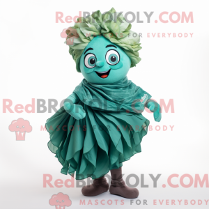 Teal Cabbage mascot costume...
