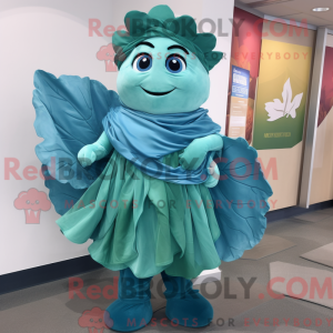 Teal Cabbage mascot costume...