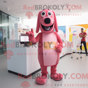 Pink Hot Dog mascot costume...