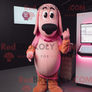 Pink Hot Dog mascot costume...