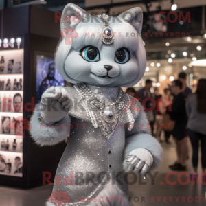 Sølvkatt-maskotdraktfigur...