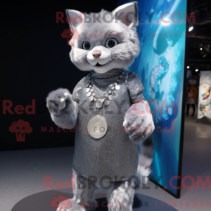 Silver Cat mascot costume...