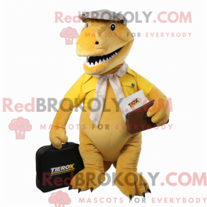 Gold T Rex maskot kostume...