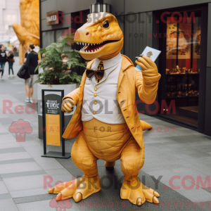 Gold T Rex mascot costume...