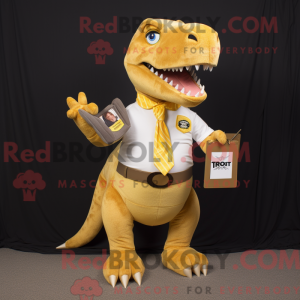 Gold T Rex maskot kostume...