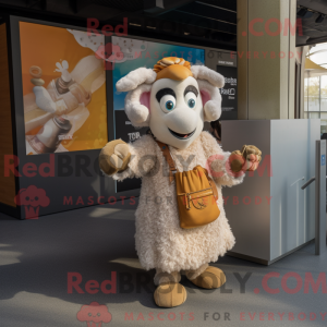 Cream Ram maskot kostume...