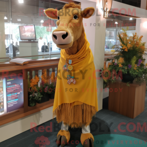 Gold Guernsey Cow mascot...