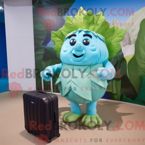 Cyan Cabbage mascot costume...