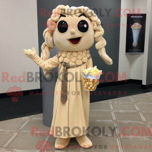 Tan Pop Corn maskot kostume...