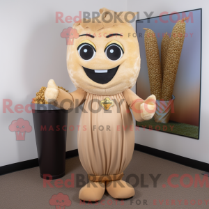 Tan Pop Corn maskot kostume...