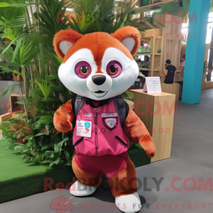 Pink Red Panda mascot...