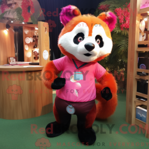 Pink Red Panda mascot...