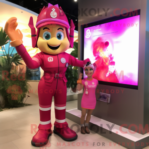 Magenta Fire Fighter mascot...