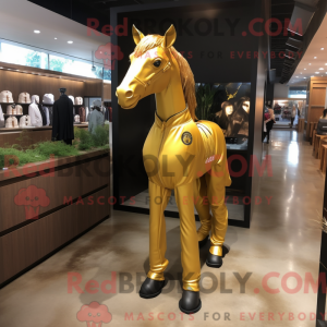 Gold Horse mascot costume...
