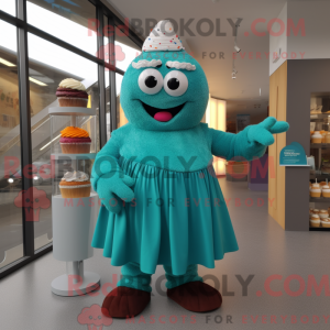 Teal Cupcake mascot costume...