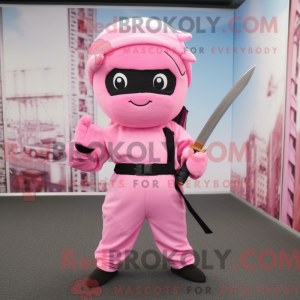 Pink Ninja maskot kostume...
