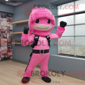 Rosa Ninja-maskotdraktfigur...