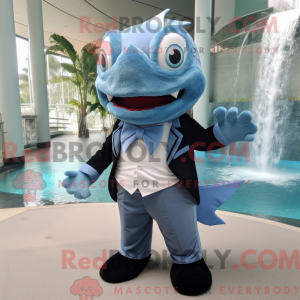 Sky Blue Piranha mascot...