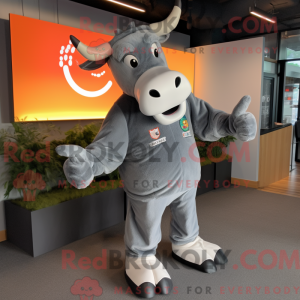 Gray Jersey Cow mascot...